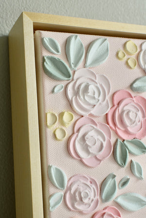 SOLD - Peach Rose Garden 8" x 8" (Framed or Unframed)