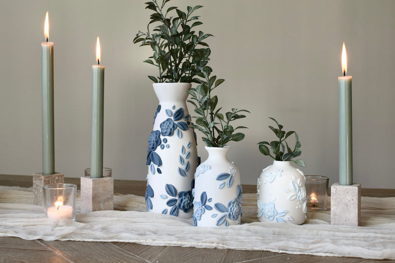 SOLD OUT - Botanical Blue II Ceramic Bud Vase - Tall