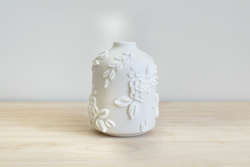 SOLD OUT - White Rose II Ceramic Bud Vase - Small