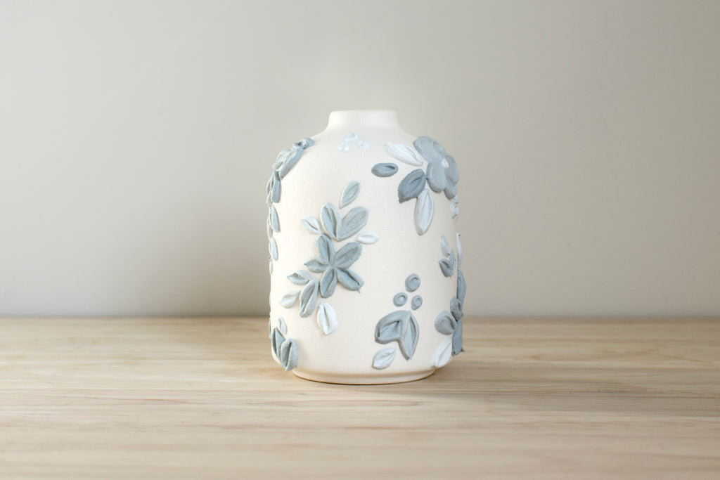 SOLD OUT - Botanical Blue Ceramic Bud Vase - Small