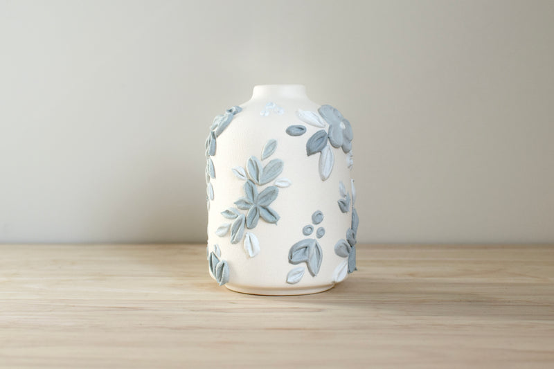 SOLD OUT - Botanical Blue Ceramic Bud Vase - Small