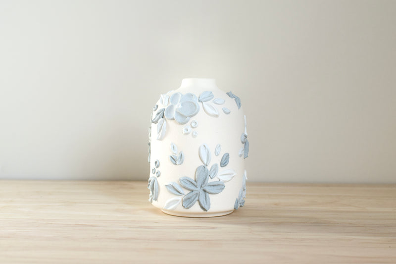 SOLD OUT - Botanical Blue Ceramic Bud Vase - Small