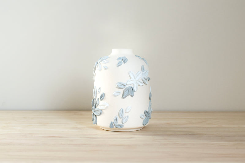 SOLD OUT - Botanical Blue Ceramic Bud Vase - Small