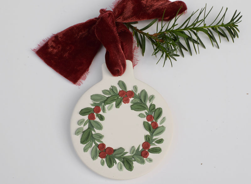 Holiday Wreath Ceramic Ornament