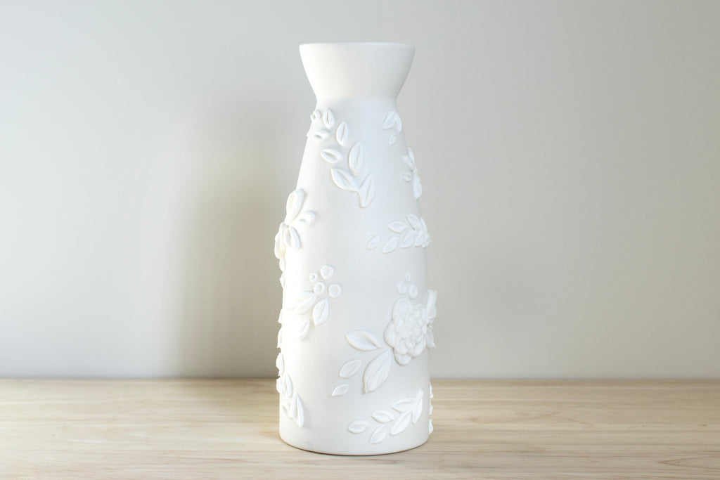 SOLD OUT - White Rose Ceramic Bud Vase - Tall