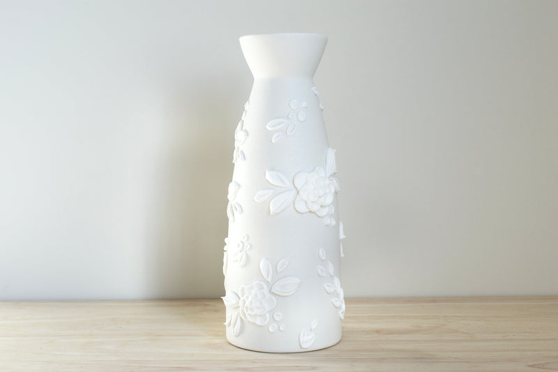 SOLD OUT - White Rose Ceramic Bud Vase - Tall