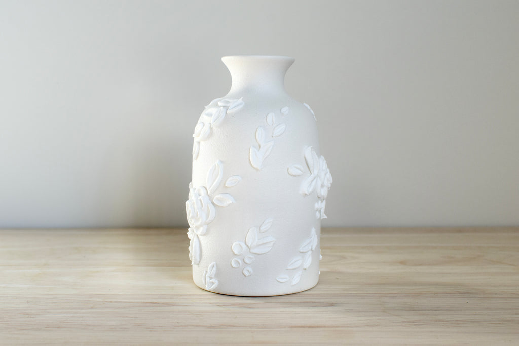 SOLD OUT - White Rose Ceramic Bud Vase - Medium