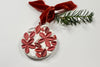 Candy Cane Red Floral Holiday Ceramic Ornament
