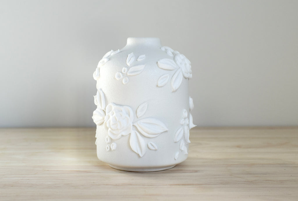 SOLD OUT - White Rose Ceramic Bud Vase - Small
