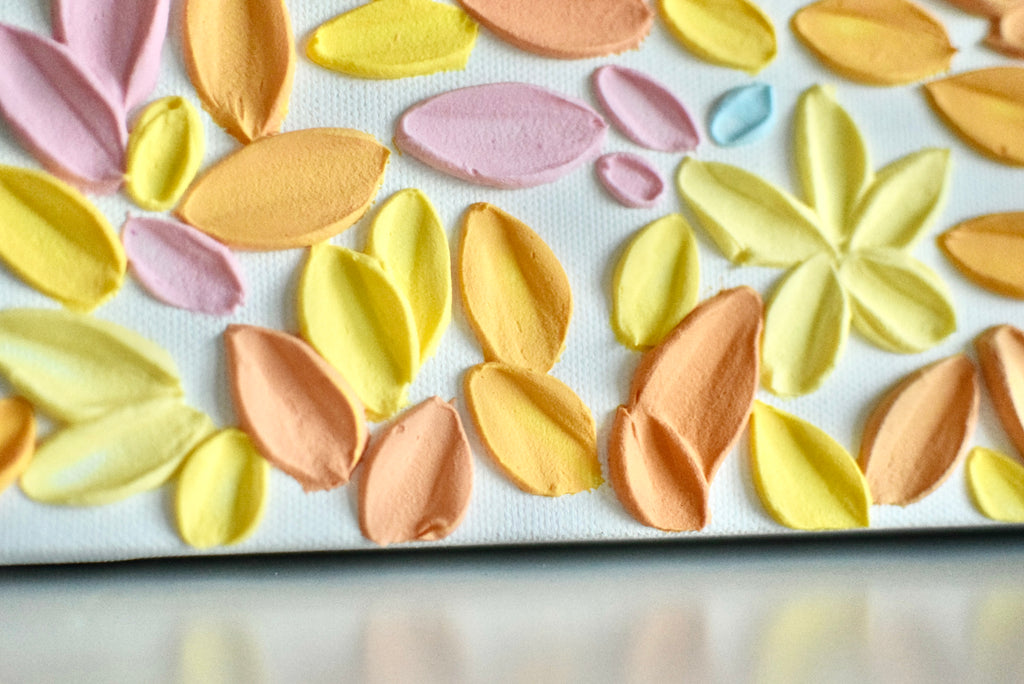 SOLD - Rainbow Petals 20" x 20"