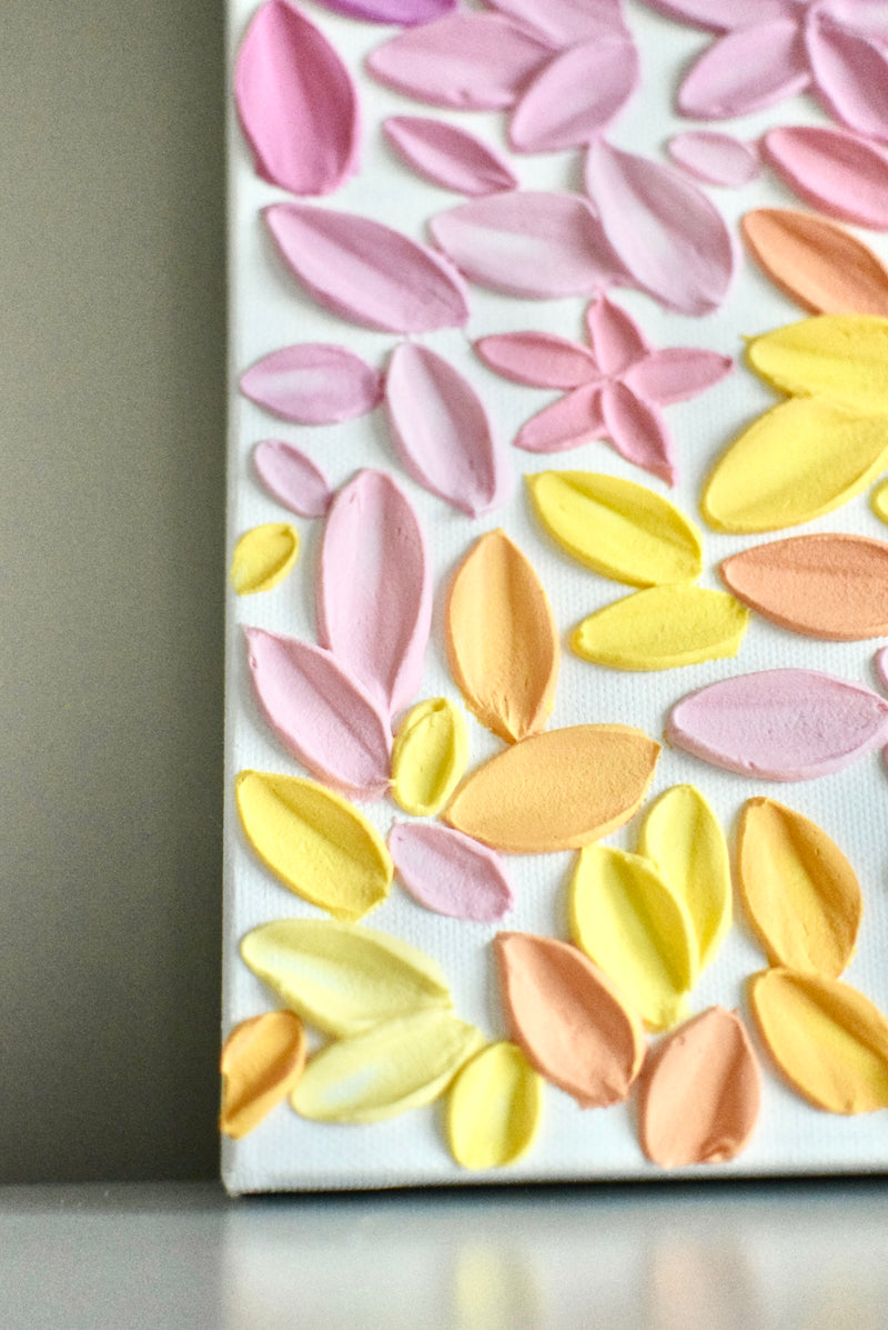 SOLD - Rainbow Petals 20" x 20"