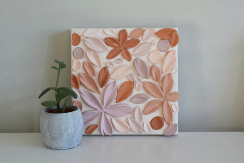 SOLD - Peach Rose Garden - 8" x 8"