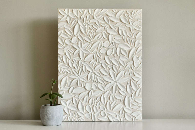 SOLD - Beige Florals 12" x 16"
