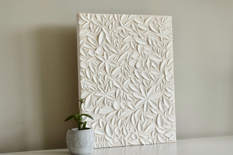 SOLD - Beige Florals 12" x 16"